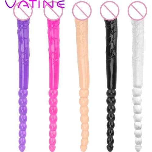 VATINE Flexible Soft Jelly Dildo Double Ended Penis Artificial Penis Lesbian Vaginal Anal Plug Sex Toys for Women Erotic Toys