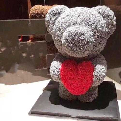 Artificial Rose Flower Panda 40cm/25CM Flowers Home Gift Rose Teddy Bear Adorn DIY Wedding Commemorate Christmas Gift Decoration