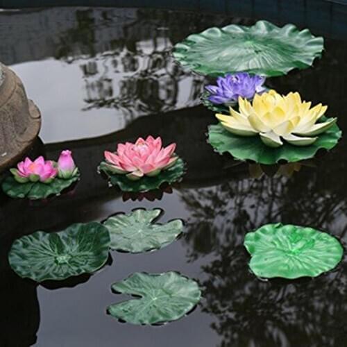 2Pcs Artificial Floating Lotus Leaves Fake Foliage Plant Garden Pond Pool Decor