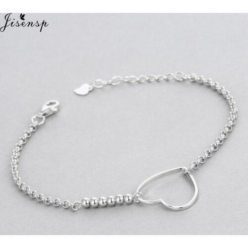 Jisensp Silver Color Bracelet Fashion Womens Jewelry Hollow Heart Bracelets for Girls Birthday Gift Top Quality