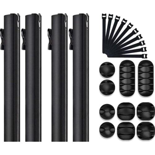 Cable Management Sleeve Cable Organizer with Connecting Buckle - PC Cable Management for Wraps Wire Hider System