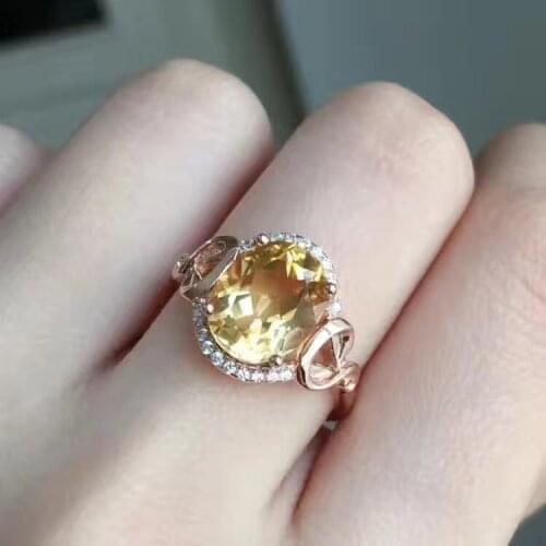 Citrine ring Natural real citrine Finger ring gemstone 6*8mm 925 sterling silver Fine yellow crystal jewelry
