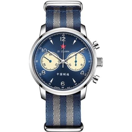 RED STAR 1963 Chronograph Vintage Mens Watch 42mm Large Dial Seagull Movement Men Watch Mechanical Strap Gooseneck Pilot Watch