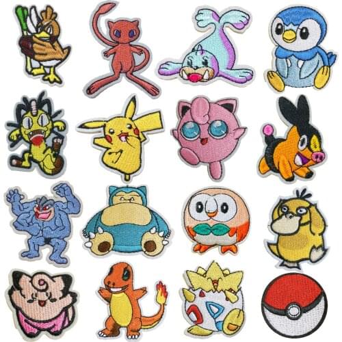 Cartoon Anime Pokemon Pikachu Embroidered Cloth Stickers Clothing Accessories Decoration Clothes School Bag