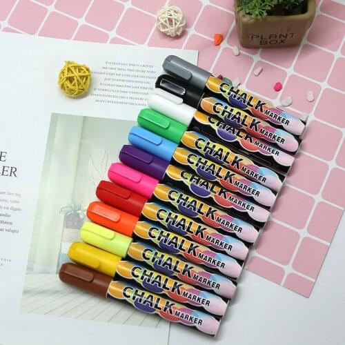12Pcs Liquid Chalk Marker Set Erasable 6mm Glass Window Blackboard Whiteboard Pen Art Color Marker LED Writing Board Pens Cheap