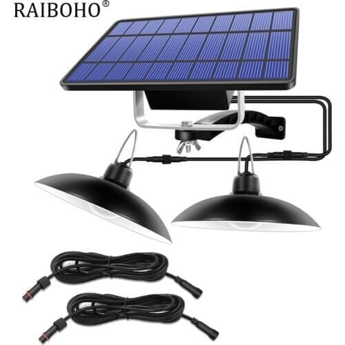 Outdoor Double Head Solar Ceiling Lamp With Line Warm White/White Lighting For Camping Home Garden Yard Two Similar Chandeliers