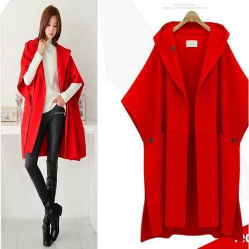 New womens clothing European Suit-dress Cloak Woolen Loose Coat Winter Clothes Woollen Overcoat Fat Mm Long Windbreaker jacket