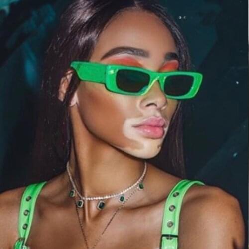 Candy Color Small Square Sunglasses For Women Vintage Elegant Gradient Green Orange Sun Glasses Female New Brand Black Shades