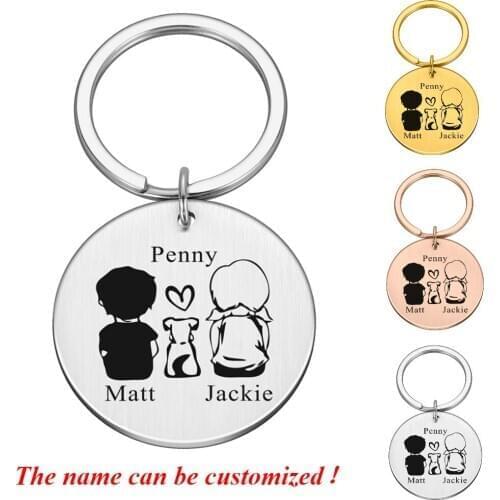 Personalized Custom Name Keychains for Dog Lovers Boyfriend Girlfriend Trendy Keyring Key Tag Valentines Day Gift for Women Men