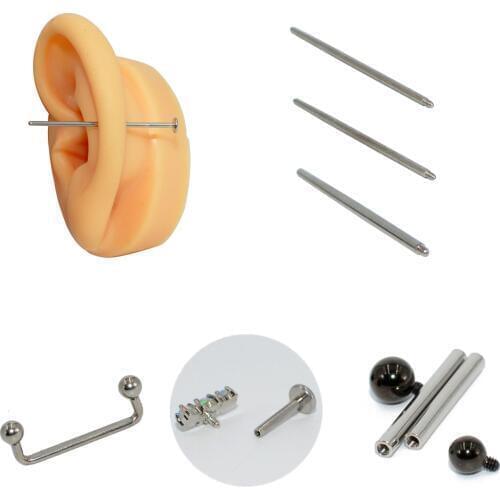 CHUANCI 2PCS 316L Surgical Stainless Steel Threaded Ear Taper Labret Lip Dermal Pin Tools Body Piercing Jewelry