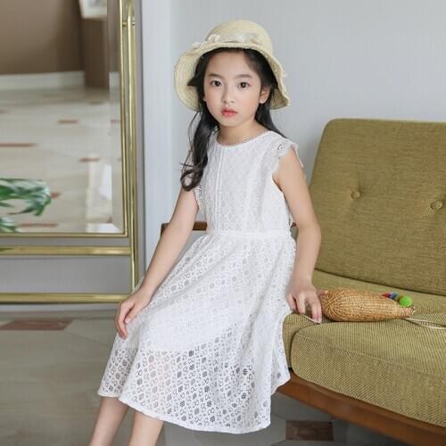 Girls Dress 2021 Summer Sleeveless Kids Dresses Lace Evening Party Dress For Teen Girl 6 8 10 12 14 Years Children Clothing