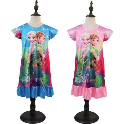 2021 Disney Princess Dress Girl Summer Clothing Kids Clothes Childrens Pajamas Birthday Dresses Casual Costume Anna Elsa 3 8 Y