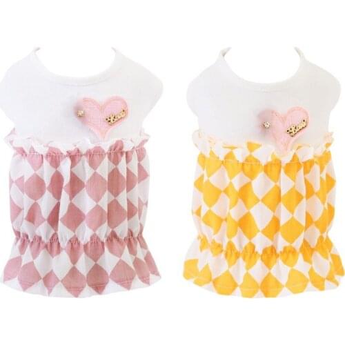 Pet Princess Dress Cute Dog Love Heart Comfort Puppy Spring Summer Cotton Clothes Pineapple Skirt Sleeveless Skirt Pet Clothing
