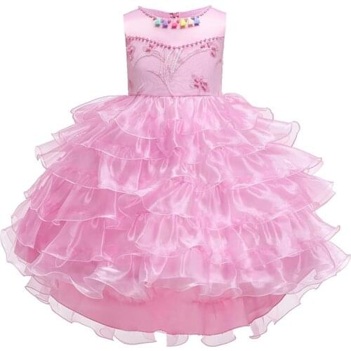 Flower Girl Dress Formal 3-10 Years Floral Baby Girls Dresses Vestidos Cake Wedding Party Children Clothes Birthday Clothing