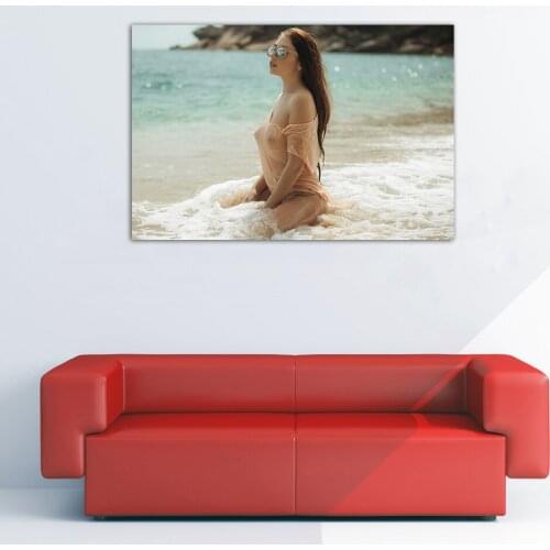 Beach Beauty Pretty Girl Wallpaper Wall Art Adult Poster Print Canvas Paintings for Home Room Decor