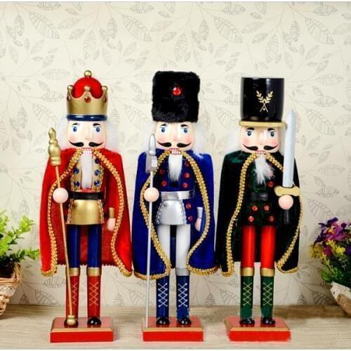 Movable doll puppets 38cm package velvet cloak classic nutcracker walnuts people, wood Christmas gifts 1pcs D330