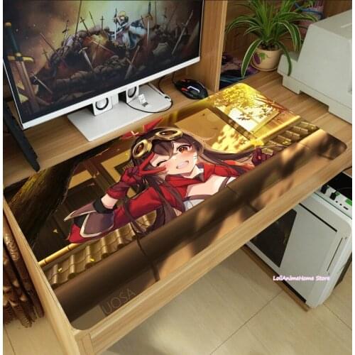 Hot Genshin Impact Game Amber Large Mouse Pad Thicken Laptop PC Gaming Mice Mat Desk Keyboard Mat Anti-Slip Game Playmat