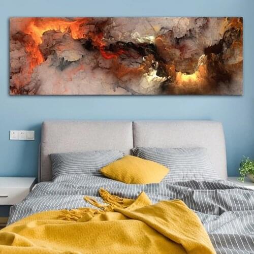 Wangart Nordic Poster Orange White Smoke Texture Abstract Canvas Wall Picture For Living Room Painting Mural Modern Simple Room