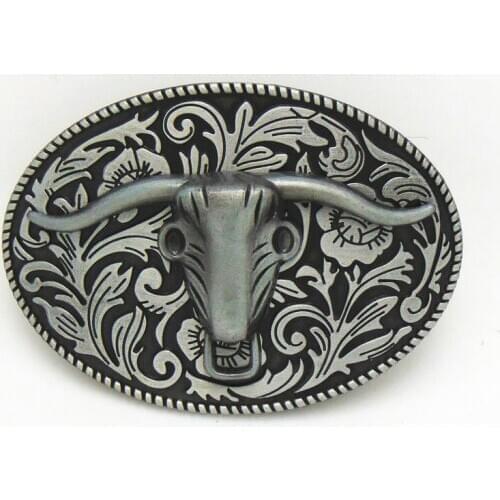 Western cowboy European and American retro flower bull head zinc alloy belt buckle men and women gift items