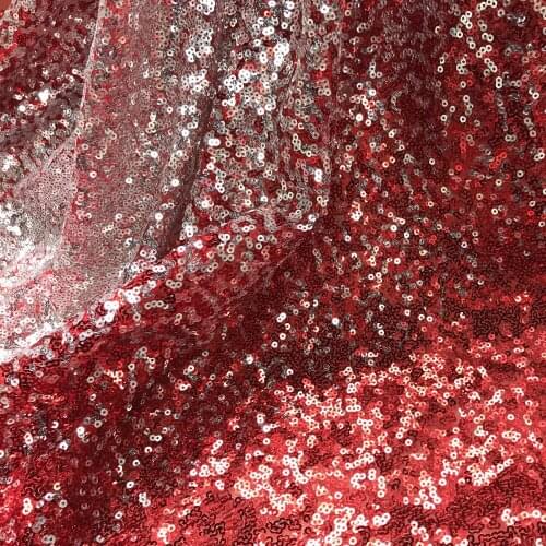 Silver Red Ombre Sequins Embroidered lace fabric Nigerian French Lace African Fabric For DIY Evening Dress Party dress, 1 yard