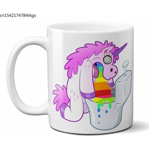 Cartoon Rainbow Puke Unicorn Funny Mug