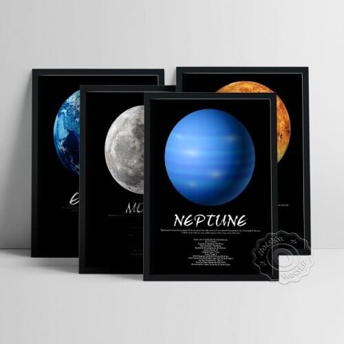 Solar System Planet Poster, Astronomy Earth Moon Venus Neptune Wall Art, Universe Outer Space Wall Picture, Nursery Wall Decor