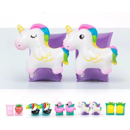 Thickened inflatable cartoon swimming float ring for children swimming buoyancy sleeves flamingo unicorn arm ring