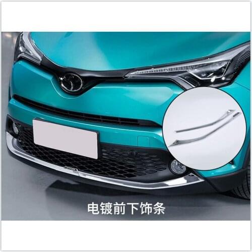 High Quality ABS Chrome Plated Front Bumper Lip Molding Garnish Trim Cover Lower For Toyota C-HR 2017 2018