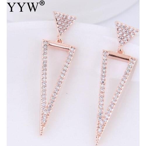 Hollow Triangle Women Drop Earrings Hanging Dangle European Style Rose Gold/Silver Color Female Modern Ear Jewelry Femme Brinco