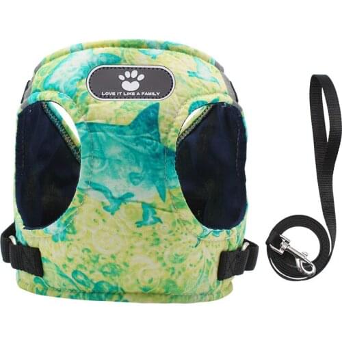 Pet Vest Dog Harness Leash Set Printing Adjustable Reflection Pet Cat Harnesses Walking Runing For Small Medium Dogs Chest Strap