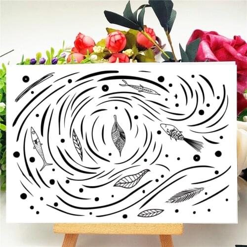 11x16CM Water line fish Transparent Seal Clear Stamps Silicone Seal Roller Stamps DIY Scrapbook Album / Card Production Easter