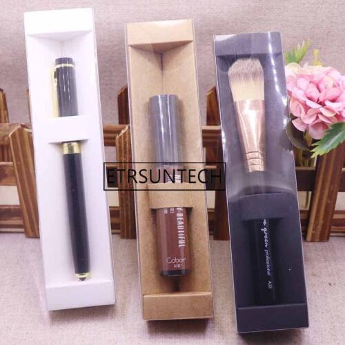 200pcs Drawer Boxes Display Kraft Paper Box with Clear/Frosted Window Cosmetic Gift Package Pen Brush Box