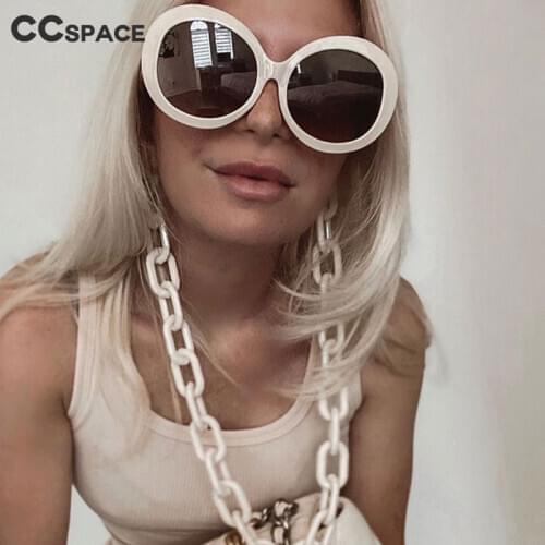 49112 Oversized Chain Round Simple Sunglasses Men Women Fashion Shades UV400 Vintage Glasses