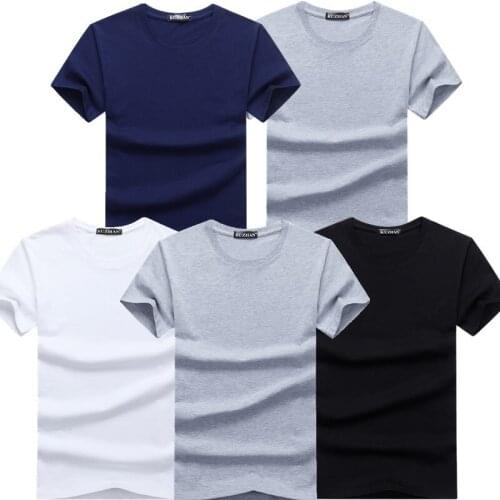 5pcs/lot 2021 High Quality Fashion Mens T-Shirts Casual Short Sleeve T-shirt Mens Solid Casual Cotton Tee Shirt Summer Clothing