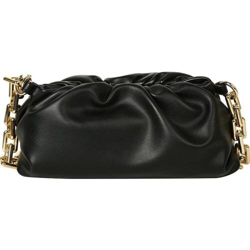 Ansloth Fashion Cloud Shape Women Bag Pleated Tote Bag For Women Shoulder Bag Thick Chain Dumpling Clip Purse Bag Clutch HPS1181