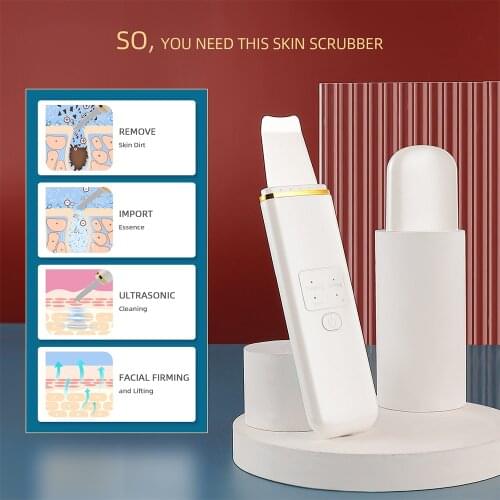 Facial Skin Scrubber Spatula Ultrasonic Ion Blackhead Remover Pore Cleaner Comedones Extractor Cavitation Peeling Skin Scrubber
