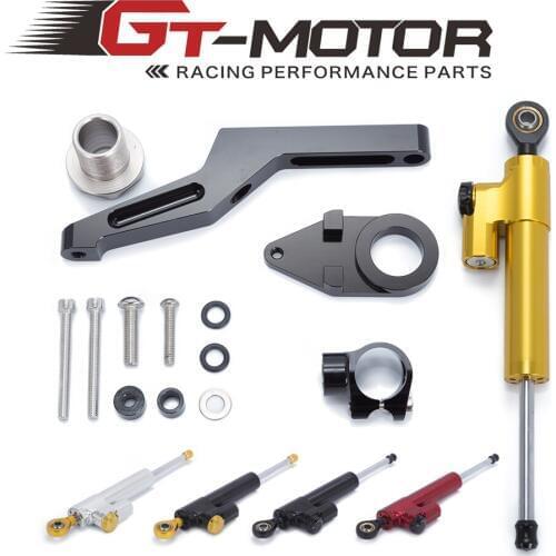 GT Motor - Motorcycle CNC Damper Steering StabilizerLinear Reversed Safety Control + Bracket For KAWASAKI ZX6R ZX-6R 2009-2016