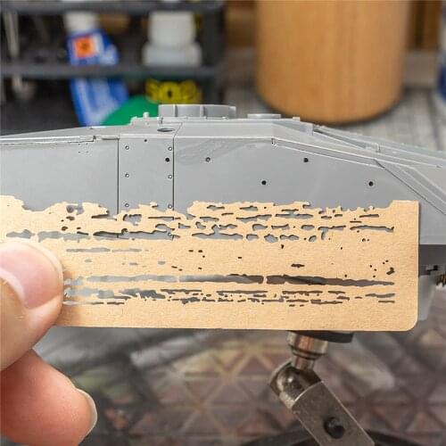 For LIANG-0009 Chipping Effects Airbrush Stencils Cardboard Tool for 1/24 1/35 1/48 Scale Model DIY Accessories