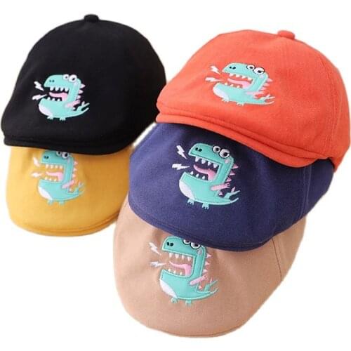 Doitbest cartoon baby Dinosaur berets spring cotton kids Peaked cap Boys Girls beret Hat Babys Accessories for 1-4 Years old