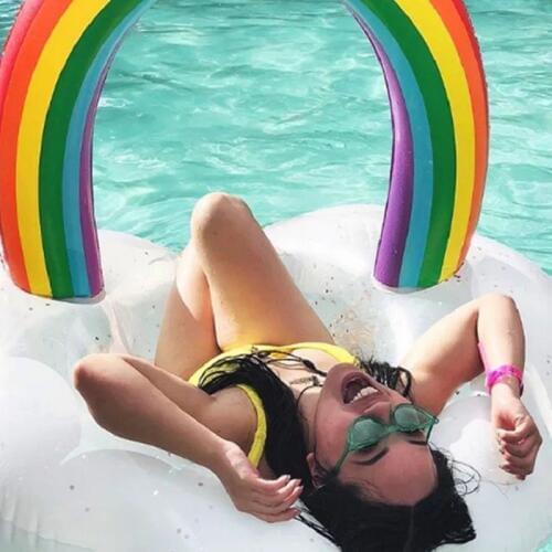Giant Rainbow Inflatable Float Swimming Ring For Adult Pool Party Water Toys Ride-On Air Mattres Swimming Ring Boia 90cm