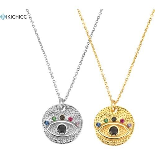 Kikichicc New 925 Sterling Silver 2020 Gold Colorful Coins Eye Pendant Necklace Long Chain Fashion Fine Jewelry 2020 Fashion