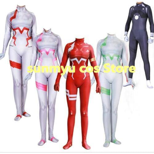 Free Shipping!Jumpsuit Darling in the FRANXX ICHIGO Zero Two Fighting DFXX Bodysuit Cosplay Costume,Size customizable Halloween