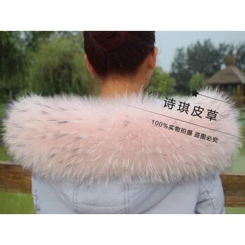 Colorful Genuine Raccoon Fur Detachable Collar Scarfs Fashion Coat Sweater Detachable Jacket Luxury Fur Collar C003-PB