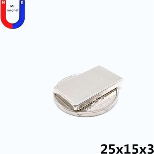 30/100/500pcs 25x15x3 magnet rectangle block 25mm x 15mm x 3mm permanent magnetic magnet 25*15*3 magnet rare earth super strong