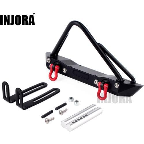 INJORA Metal Front Bumper with RC Crawler Winch Mount 135mm for 1/10 RC Rock Car Axial SCX10 90046