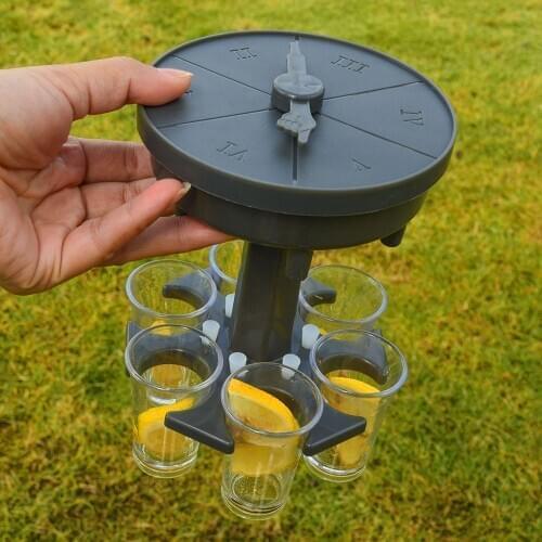 Upgraded 6 Shot Glass Dispenser Bottle Shots Whiskey Glasses Holder Dispenser With Turntable Home Bar Party Games Drinking Tool