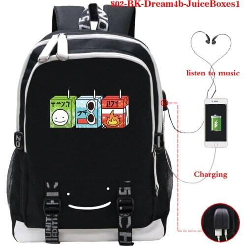 Fashion Dream Team Backpack Juice Boxes Backpack Schoolbag Teenage Girl Cartoon Bookbag Women Usb Charge Rucksack Travel Bagpack
