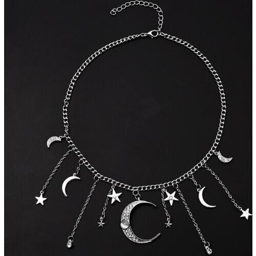 New Fashion Star Moon Pendant Necklace For Women Girl Charms Choker Necklaces Party Jewelry Collars