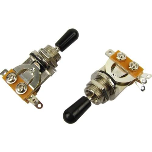 NEW 2pcs Electric Guitar Pickup Selector Switch 3 Way Toggle Switch Nickel Plated & Black Tip Knob Cap