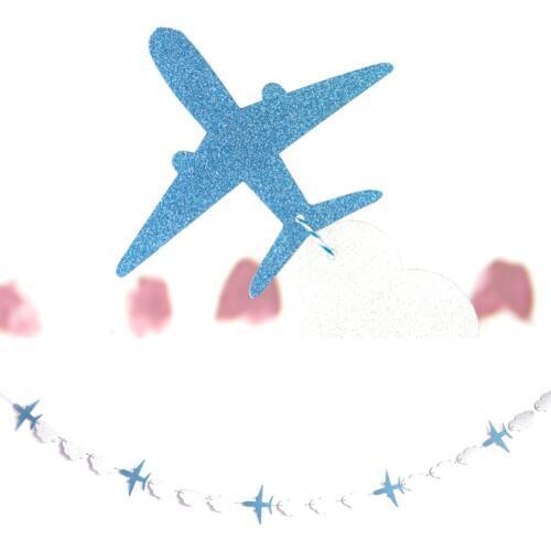 Clouds and Airplanes Garland Party Decoration Blue Baby Showers Kids Birthday Event Supplies Happy Hanging Background Banners